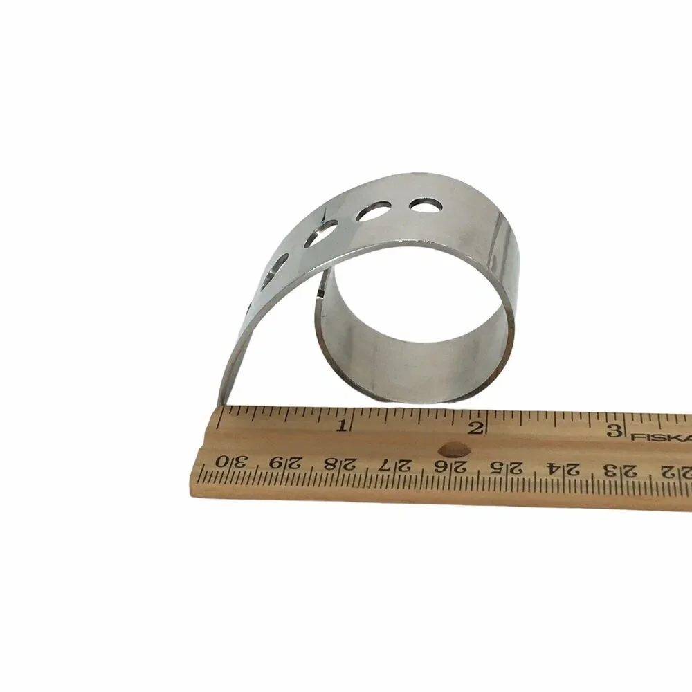 Silver Tone Set of  8  Napkin Rings Holders Curled with Punch Holes Modern Style